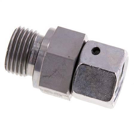 12S & G1/2'' Verzinkter Stahl Gerades Drehgelenk mit Außengewinde 630 bar NBR O-Ring Dichtungskonus Einstellbar ISO 8434-1