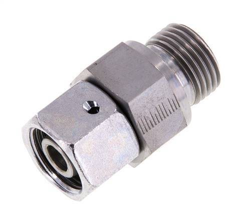 14S & G1/2'' Verzinkter Stahl Gerades Drehgelenk mit Außengewinde 630 bar NBR O-Ring Dichtungskonus Einstellbar ISO 8434-1