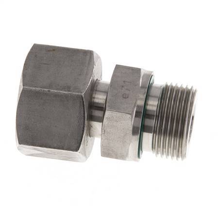 14S & G1/2'' Verzinkter Stahl Gerades Drehgelenk mit Außengewinde 630 bar NBR O-Ring Dichtungskonus Einstellbar ISO 8434-1