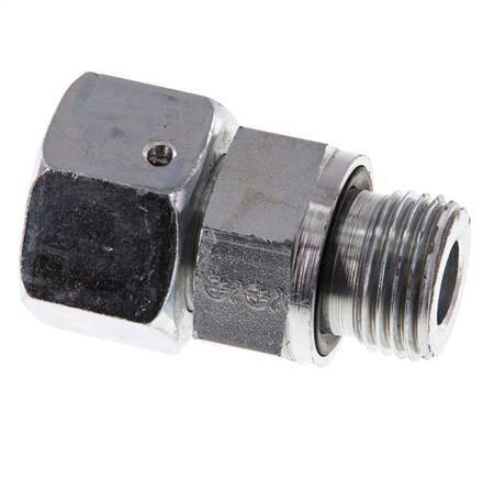 16S & G1/2'' Verzinkter Stahl Gerades Drehgelenk mit Außengewinde 400 bar NBR O-Ring Dichtungskonus Einstellbar ISO 8434-1