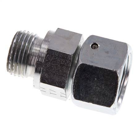 16S & G1/2'' Verzinkter Stahl Gerades Drehgelenk mit Außengewinde 400 bar NBR O-Ring Dichtungskonus Einstellbar ISO 8434-1