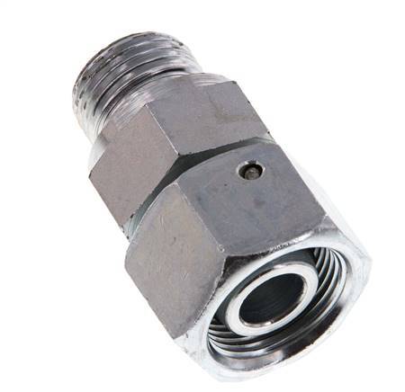 16S & G1/2'' Verzinkter Stahl Gerades Drehgelenk mit Außengewinde 400 bar NBR O-Ring Dichtungskonus Einstellbar ISO 8434-1