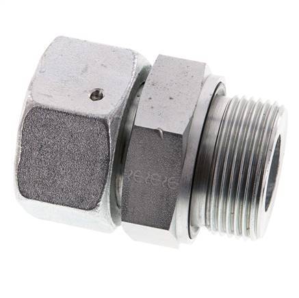 30S & G1-1/4'' Verzinkter Stahl Gerades Drehgelenk mit Außengewinde 400 bar NBR O-Ring Dichtungskonus Einstellbar ISO 8434-1