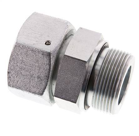 38S & G1-1/2'' Verzinktes Stahl-Drehgelenk mit Außengewinde 315 bar NBR O-Ring Dichtungskonus Einstellbar ISO 8434-1