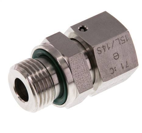 15L & G1/2'' Edelstahl gerade drehbar mit Außengewinde 315 bar FKM O-Ring Dichtungskonus Einstellbar ISO 8434-1