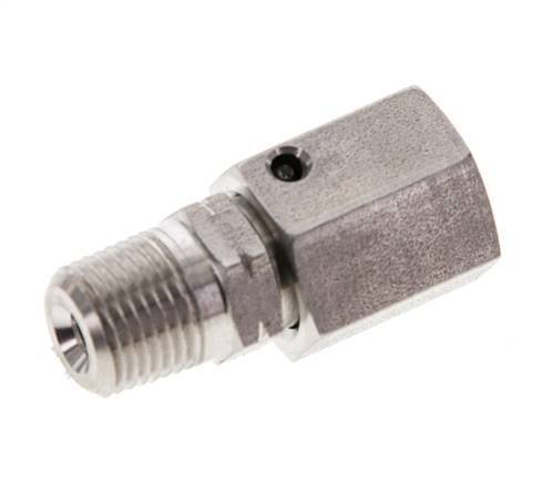 6L & 1/8'' NPT Edelstahl-Drehgelenk mit Außengewinde 315 bar FKM O-Ring-Dichtkonus Einstellbar ISO 8434-1