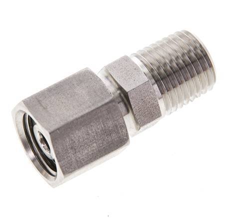 8L & 1/4'' NPT Stainless Steel Straight Swivel with Male Threads 315 bar FKM O-ring Sealing Cone Adjustable ISO 8434-1