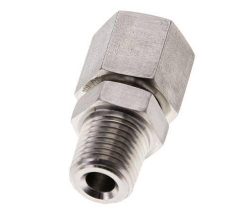 10L & 1/4'' NPT Edelstahl-Drehgelenk mit Außengewinde 315 bar FKM O-Ring Dichtungskonus Einstellbar ISO 8434-1