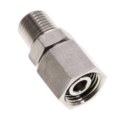 10L & 1/4'' NPT Edelstahl-Drehgelenk mit Außengewinde 315 bar FKM O-Ring Dichtungskonus Einstellbar ISO 8434-1