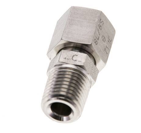 6S & 1/4'' NPT Edelstahl-Drehgelenk mit Außengewinde 630 bar FKM O-Ring-Dichtkonus Einstellbar ISO 8434-1