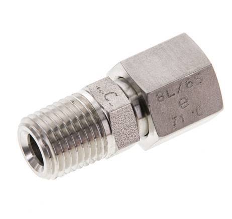 6S & 1/4'' NPT Stainless Steel Straight Swivel with Male Threads 630 bar FKM O-ring Sealing Cone Adjustable ISO 8434-1