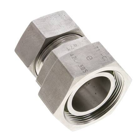 35L & 42L Stainless Steel Straight Cutting Fitting with Swivel 160 bar FKM O-ring Sealing Cone ISO 8434-1