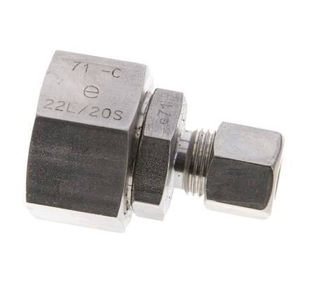 10L & 22L Stainless Steel Straight Compression Fitting with Swivel 160 bar FKM O-ring Sealing Cone ISO 8434-1