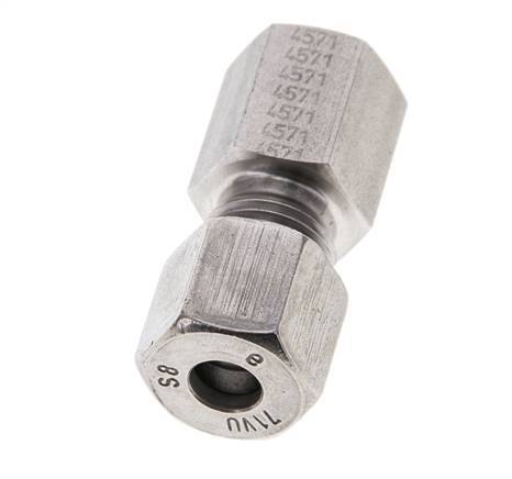 8S & M14x1.5 Stainless Steel Straight Cutting Fitting with Female Threads 630 bar ISO 8434-1