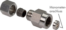 8L & G1/4'' Zink plated Steel Straight Cutting Fitting with Female Threads for Pressure Gauges 315 bar ISO 8434-1 [2 Pieces]