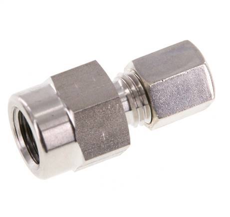 6L & G1/4'' Stainless Steel Straight Compression Fitting with Female Threads for Pressure Gauges 315 bar ISO 8434-1