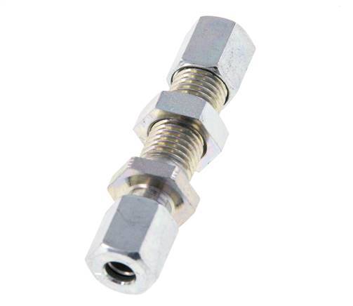6L Zink plated Steel Straight Cutting Fitting Bulkhead 315 bar ISO 8434-1 [2 Pieces]