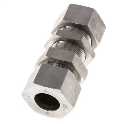 25S Gerade Schneidverschraubung aus Edelstahl Schottwand 400 bar ISO 8434-1