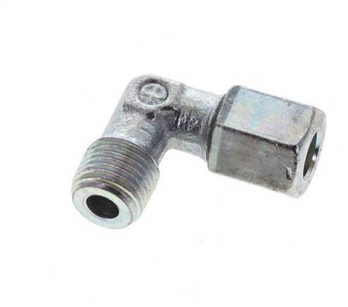 6LL & M10x1 (con) Zink plated Steel Elbow Cutting Fitting with Male Threads 100 bar ISO 8434-1 [2 Pieces]