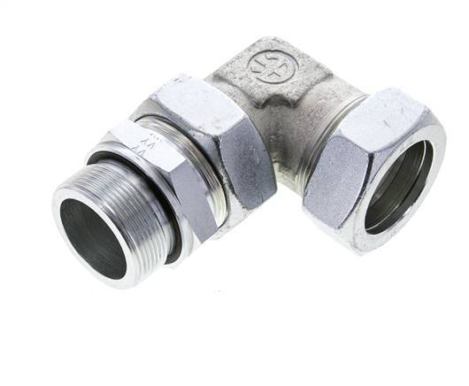 42L & M48x2 Zink plated Steel Elbow Cutting Fitting with Male Threads 160 bar Adjustable ISO 8434-1