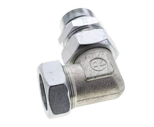 42L & M48x2 Zink plated Steel Elbow Cutting Fitting with Male Threads 160 bar Adjustable ISO 8434-1