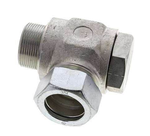 35L & M42x2 Zink plated Steel Swivel Joint Cutting Fitting with Male Threads 160 bar Rotatable ISO 8434-1