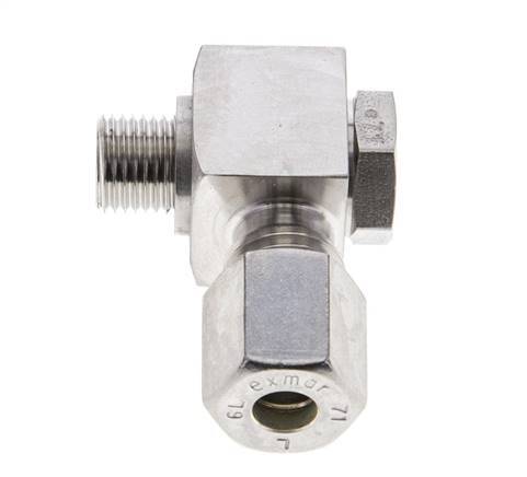 6L & M10x1 Stainless Steel Swivel Joint Compression Fitting with Male Threads 315 bar Rotatable ISO 8434-1