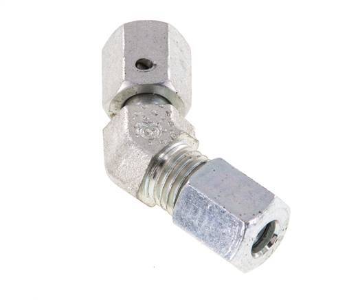 6L Zink plated Steel 45deg Elbow Cutting Fitting with Swivel 315 bar NBR O-ring Sealing Cone Adjustable ISO 8434-1
