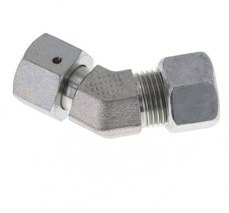 12L verzinkter Stahl 45 Grad Schneidverschraubung mit Drehgelenk 315 bar NBR O-Ring Dichtungskonus Einstellbar ISO 8434-1