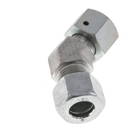 12L verzinkter Stahl 45 Grad Schneidverschraubung mit Drehgelenk 315 bar NBR O-Ring Dichtungskonus Einstellbar ISO 8434-1