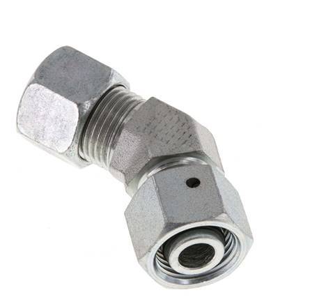 12L verzinkter Stahl 45 Grad Schneidverschraubung mit Drehgelenk 315 bar NBR O-Ring Dichtungskonus Einstellbar ISO 8434-1
