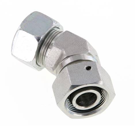 18L verzinkter Stahl 45Grad Winkelverschraubung mit Drehgelenk 315 bar NBR O-Ring Dichtungskonus Einstellbar ISO 8434-1
