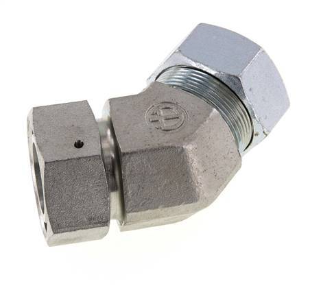 35L Verzinkter Stahl 45 Grad Schneidverschraubung mit Drehgelenk 160 bar NBR O-Ring Dichtungskonus Einstellbar ISO 8434-1