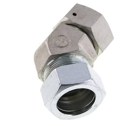 35L Verzinkter Stahl 45 Grad Schneidverschraubung mit Drehgelenk 160 bar NBR O-Ring Dichtungskonus Einstellbar ISO 8434-1