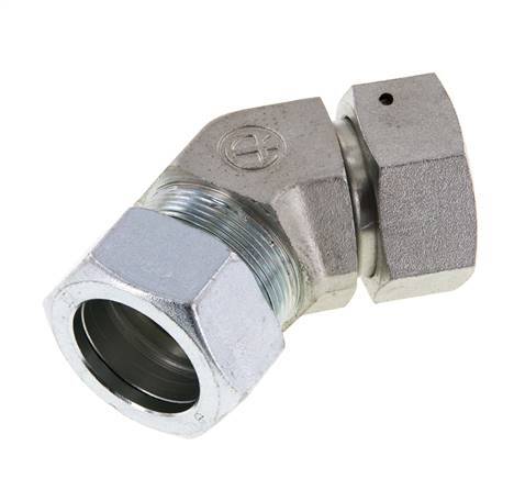 35L Verzinkter Stahl 45 Grad Schneidverschraubung mit Drehgelenk 160 bar NBR O-Ring Dichtungskonus Einstellbar ISO 8434-1