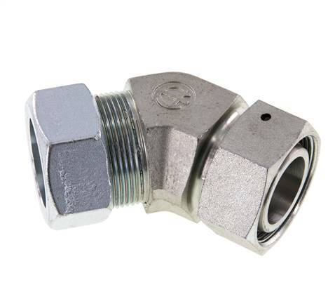 35L Verzinkter Stahl 45 Grad Schneidverschraubung mit Drehgelenk 160 bar NBR O-Ring Dichtungskonus Einstellbar ISO 8434-1
