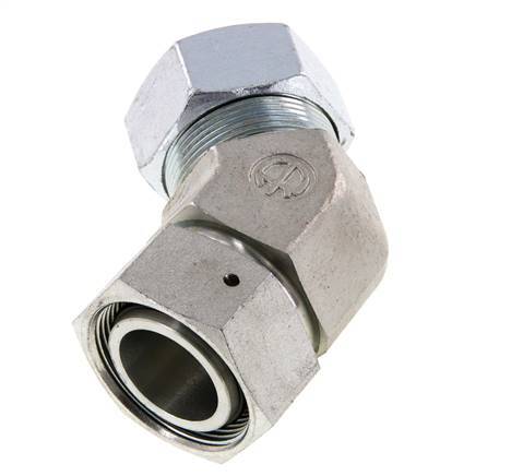 35L Verzinkter Stahl 45 Grad Schneidverschraubung mit Drehgelenk 160 bar NBR O-Ring Dichtungskonus Einstellbar ISO 8434-1