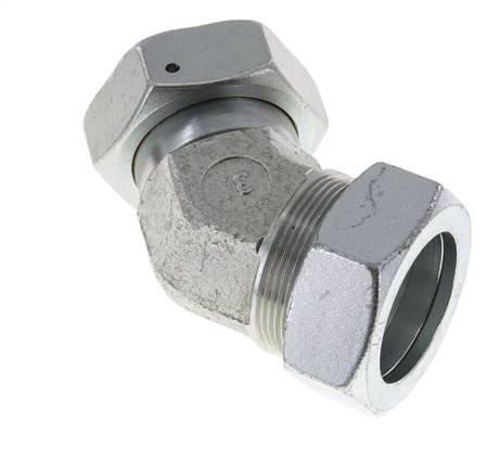 42L Verzinkter Stahl 45 Grad Schneidverschraubung mit Drehgelenk 160 bar NBR O-Ring Dichtungskonus Einstellbar ISO 8434-1