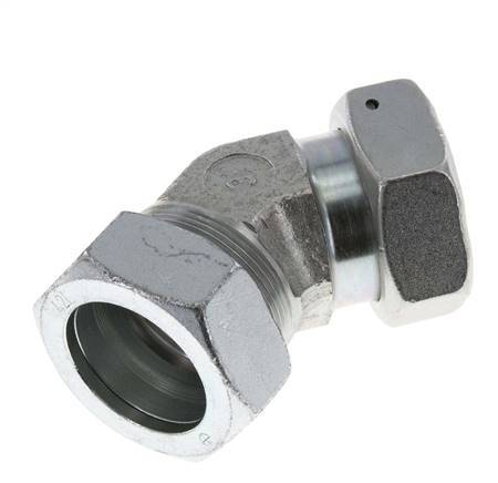 42L Verzinkter Stahl 45 Grad Schneidverschraubung mit Drehgelenk 160 bar NBR O-Ring Dichtungskonus Einstellbar ISO 8434-1