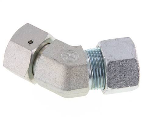 20S Verzinkter Stahl 45 Grad Schneidverschraubung mit Drehgelenk 400 bar NBR O-Ring Dichtungskonus Einstellbar ISO 8434-1