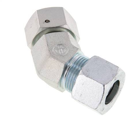 20S Zink plated Steel 45deg Elbow Cutting Fitting with Swivel 400 bar NBR O-ring Sealing Cone Adjustable ISO 8434-1