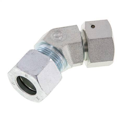 20S Verzinkter Stahl 45 Grad Schneidverschraubung mit Drehgelenk 400 bar NBR O-Ring Dichtungskonus Einstellbar ISO 8434-1