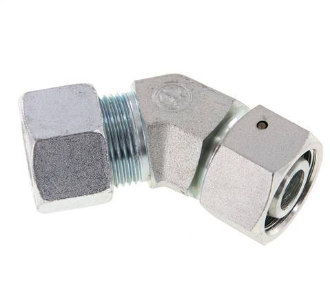 20S Verzinkter Stahl 45 Grad Schneidverschraubung mit Drehgelenk 400 bar NBR O-Ring Dichtungskonus Einstellbar ISO 8434-1