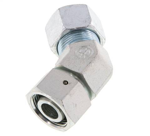 20S Verzinkter Stahl 45 Grad Schneidverschraubung mit Drehgelenk 400 bar NBR O-Ring Dichtungskonus Einstellbar ISO 8434-1