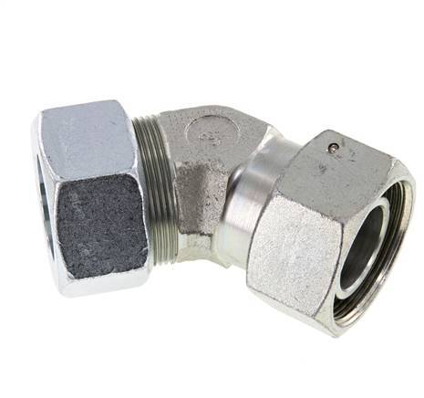 38S Verzinkter Stahl 45 Grad Schneidverschraubung mit Drehgelenk 315 bar NBR O-Ring Dichtungskonus Einstellbar ISO 8434-1