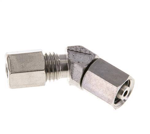 6L Edelstahl 45Grad Schneidverschraubung mit Drehgelenk 315 bar FKM O-Ring Dichtungskonus Einstellbar ISO 8434-1