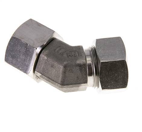 22L Edelstahl 45Grad Schneidverschraubung mit Drehgelenk 160 bar FKM O-Ring Dichtungskonus Einstellbar ISO 8434-1