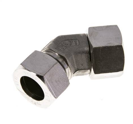 22L Edelstahl 45Grad Schneidverschraubung mit Drehgelenk 160 bar FKM O-Ring Dichtungskonus Einstellbar ISO 8434-1