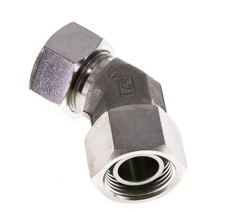 22L Edelstahl 45Grad Schneidverschraubung mit Drehgelenk 160 bar FKM O-Ring Dichtungskonus Einstellbar ISO 8434-1