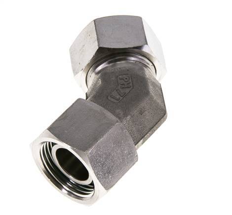 22L Edelstahl 45Grad Schneidverschraubung mit Drehgelenk 160 bar FKM O-Ring Dichtungskonus Einstellbar ISO 8434-1